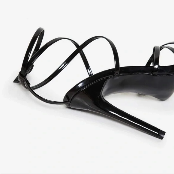 EGO “Kaia” Pointed Barely There Heel in Black Patent - Picture 4 of 10